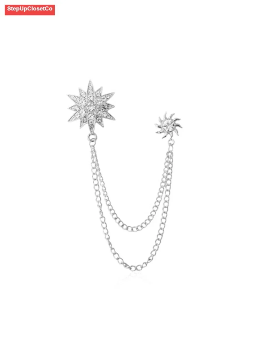 Rhinestone Star Brooch Pin Gold Plated Crystal CZ Tassel Exquisite Lapel Brooch